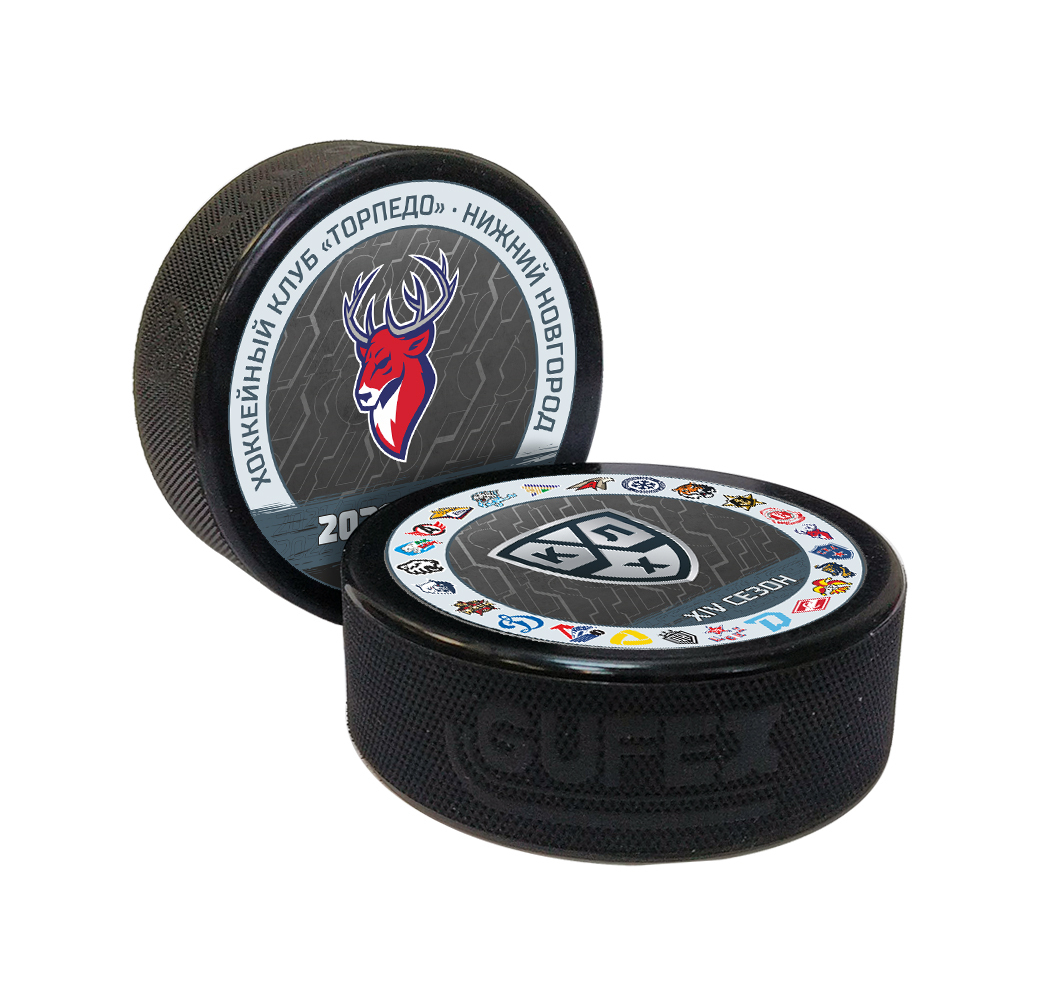 Шайба хоккейная "GUFEX - KHL OFFICIAL" (Запад - ХК Торпедо Сезон 2021-22 цветная двустор.)