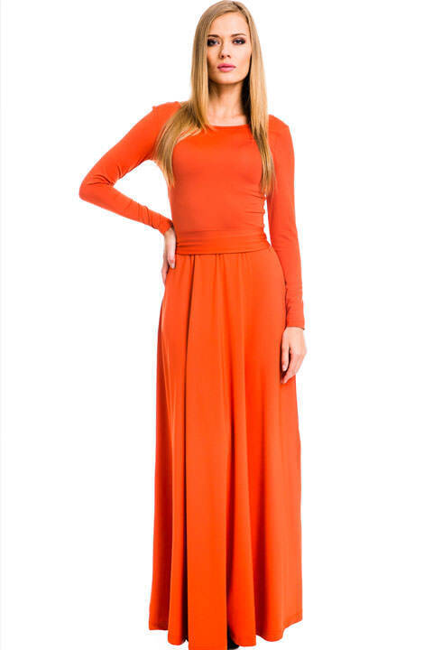 Полу удлиненный. MONDIGO платье. Vero Moda платье с поясом терракотовое. Оранжевое платье. Оранжевое вечернее платье.
