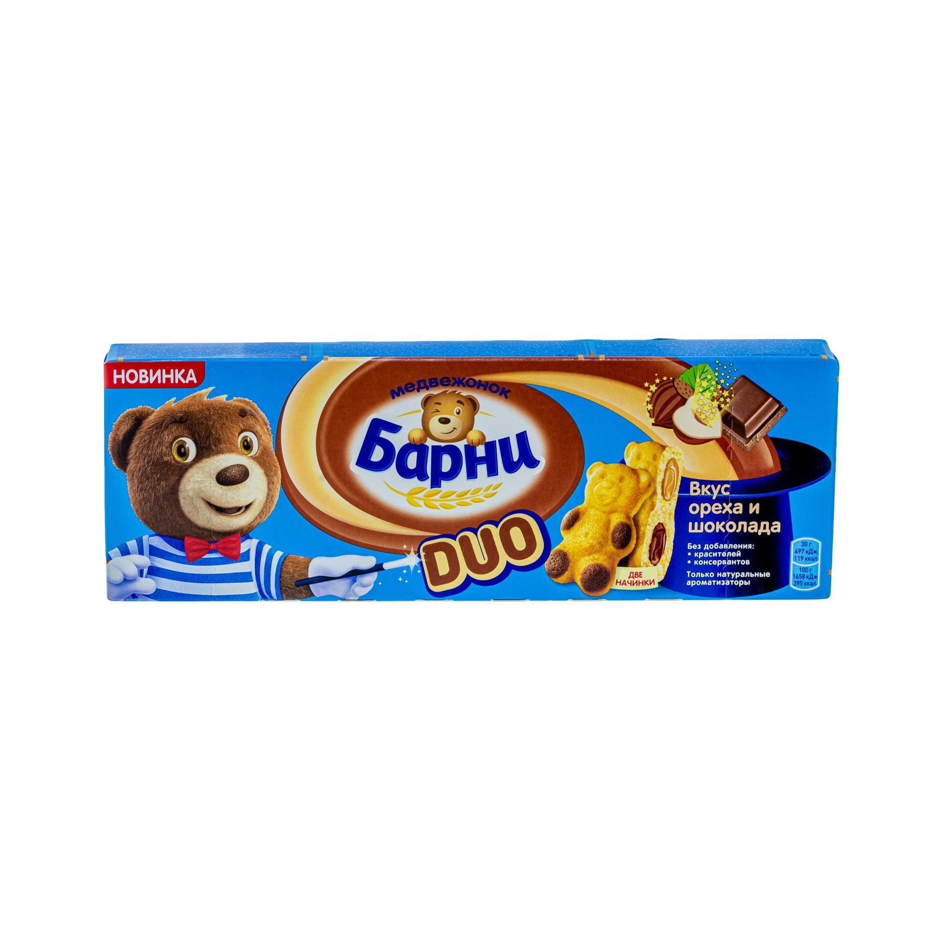 БАРНИ МЕДВЕЖОНОК пирожное бисквитное с шоколадной начинкой и начинкой ...