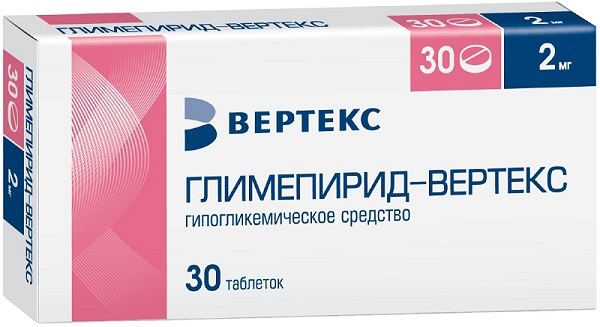 Глимепирид-Вертекс, таблетки 2 мг, 30 шт.