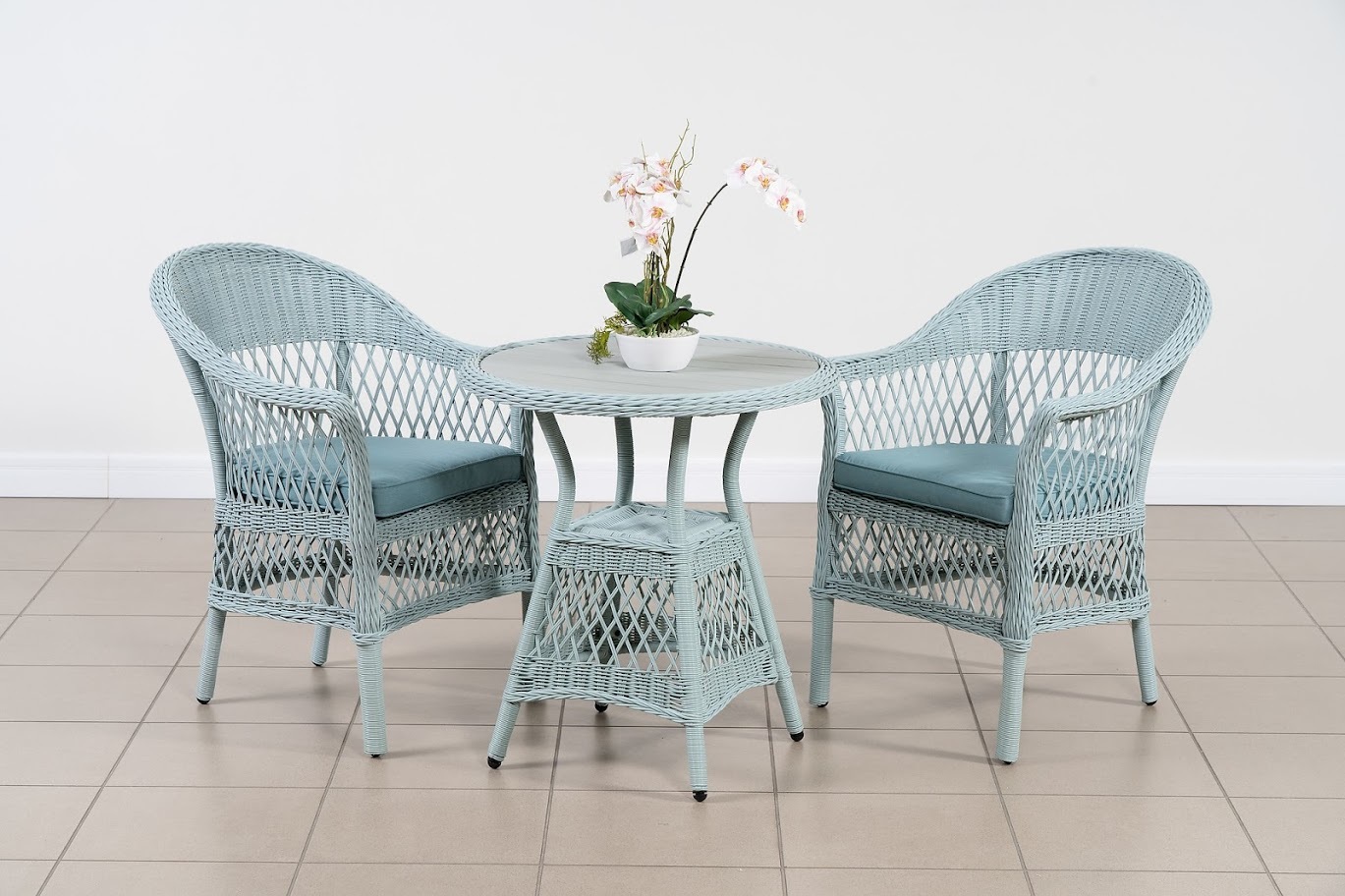 Комплект мебели California (стол+2 кресла) голубой