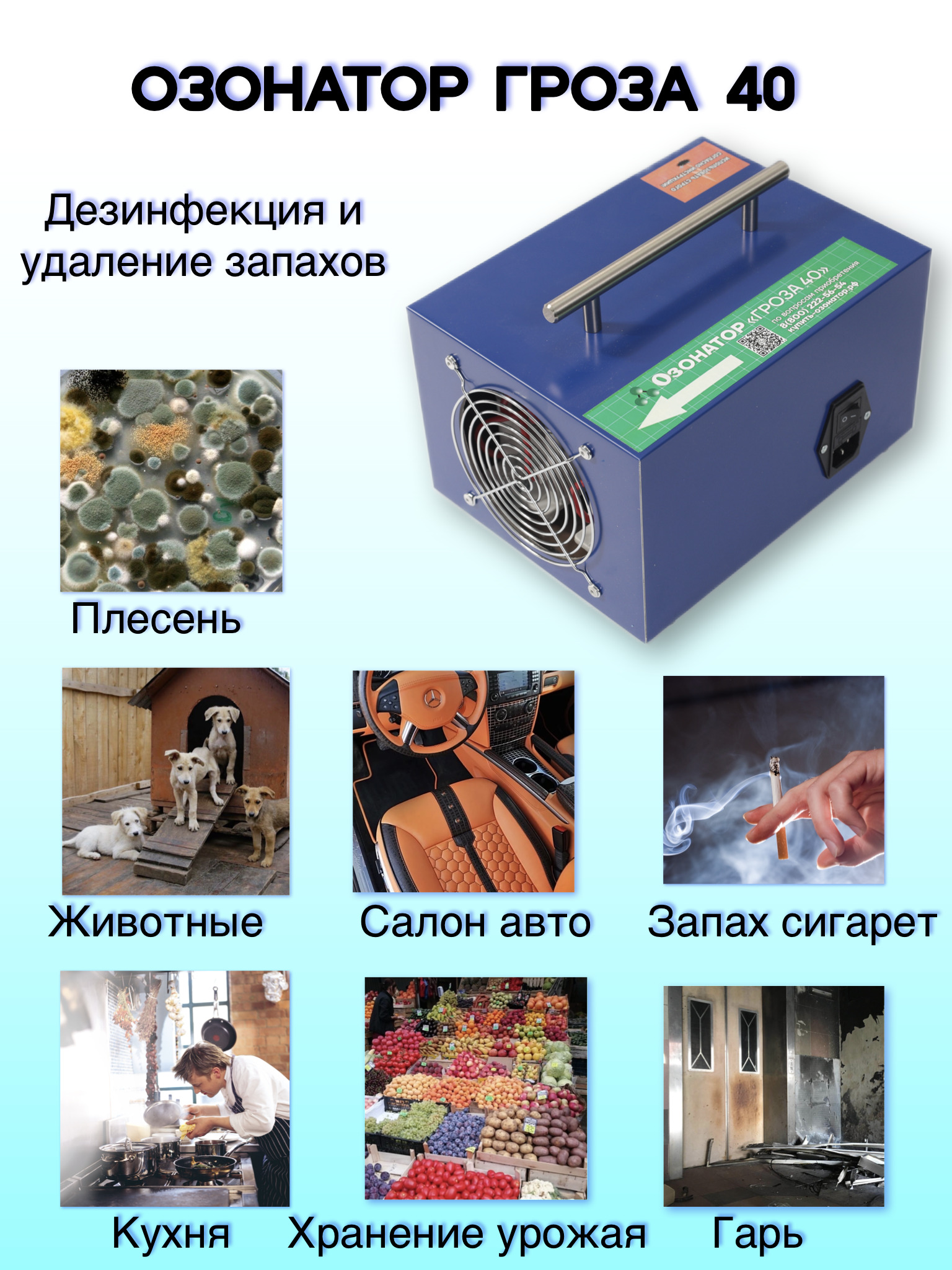 Озонатор, Мойка воздуха Гроза 40, синий - купить по выгодным ценам в ...