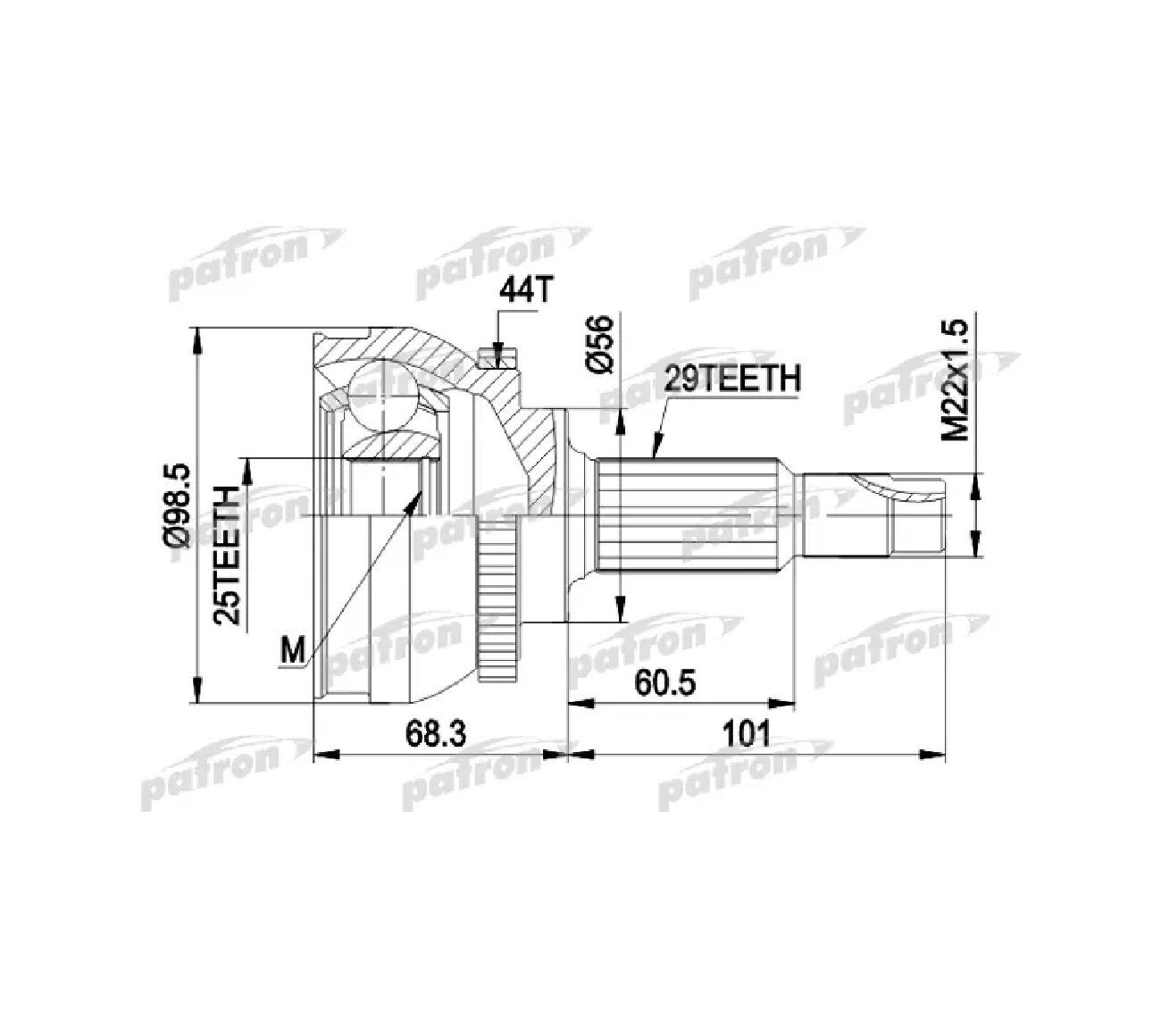 PCV1600 Шрус наружный 25x56x29 392112Y070/0210069A44/CO5301A *Patron -  PATRON арт. PCV1600 - купить по выгодной цене в интернет-магазине OZON  (1521972781)