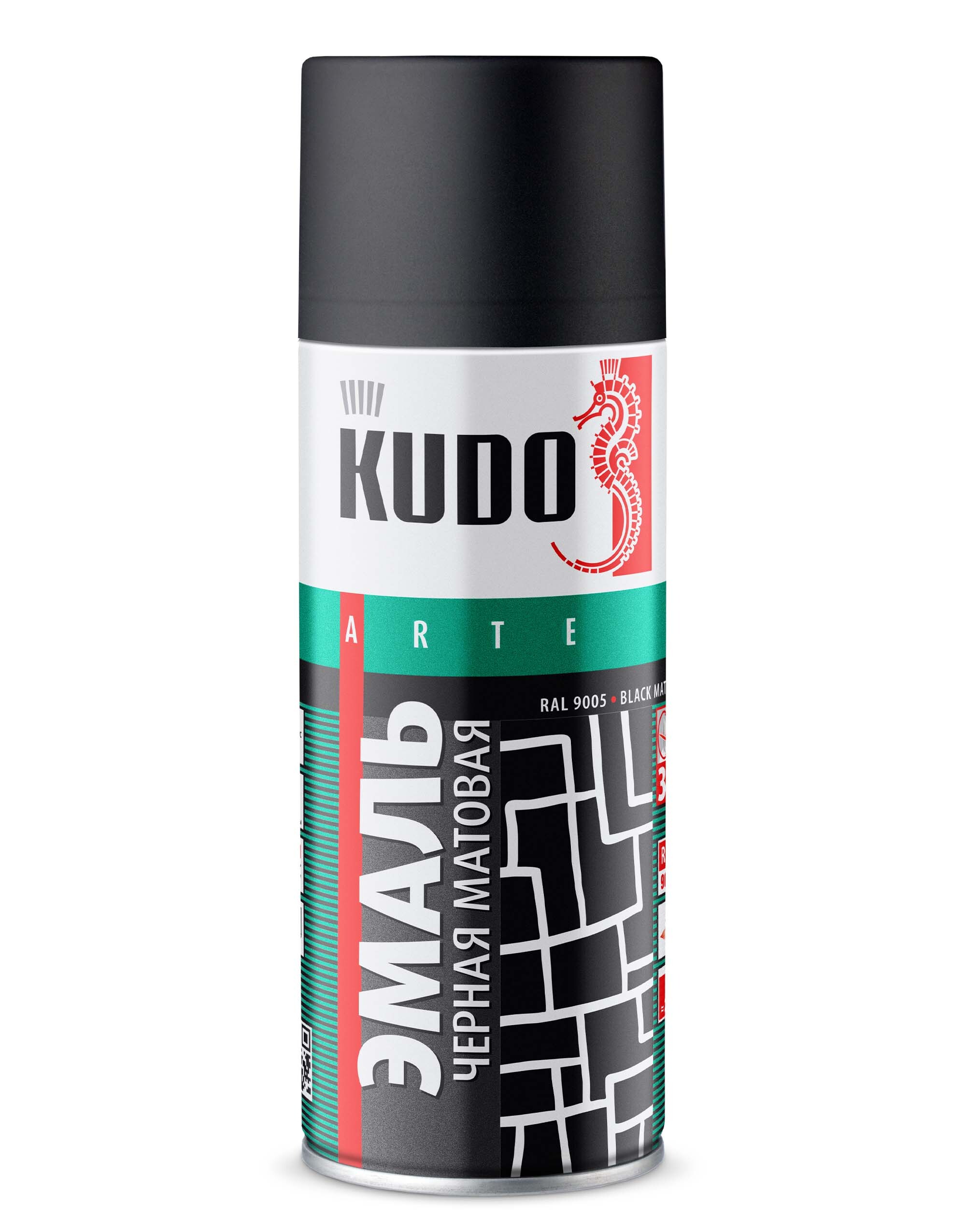 Ku1002 Kudo эмаль универсальная черная глянцевая (520 мл.) Kudo ku-1002
