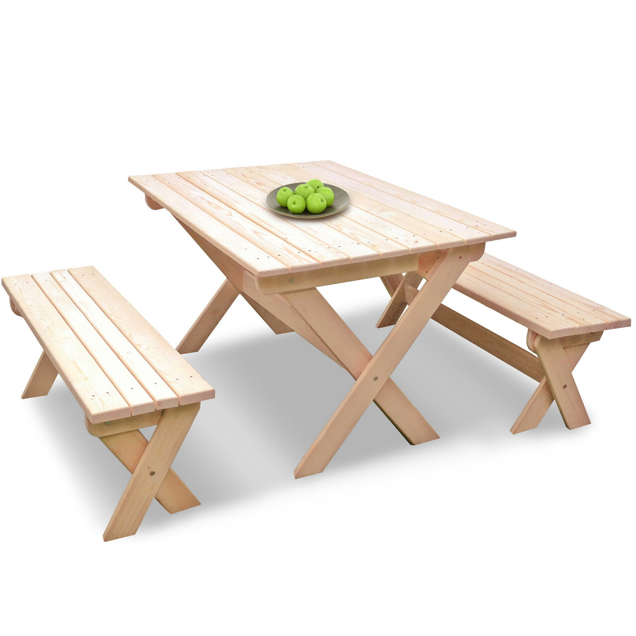 Комплект складной деревянной мебели Лугано (стол + 2 лавки)