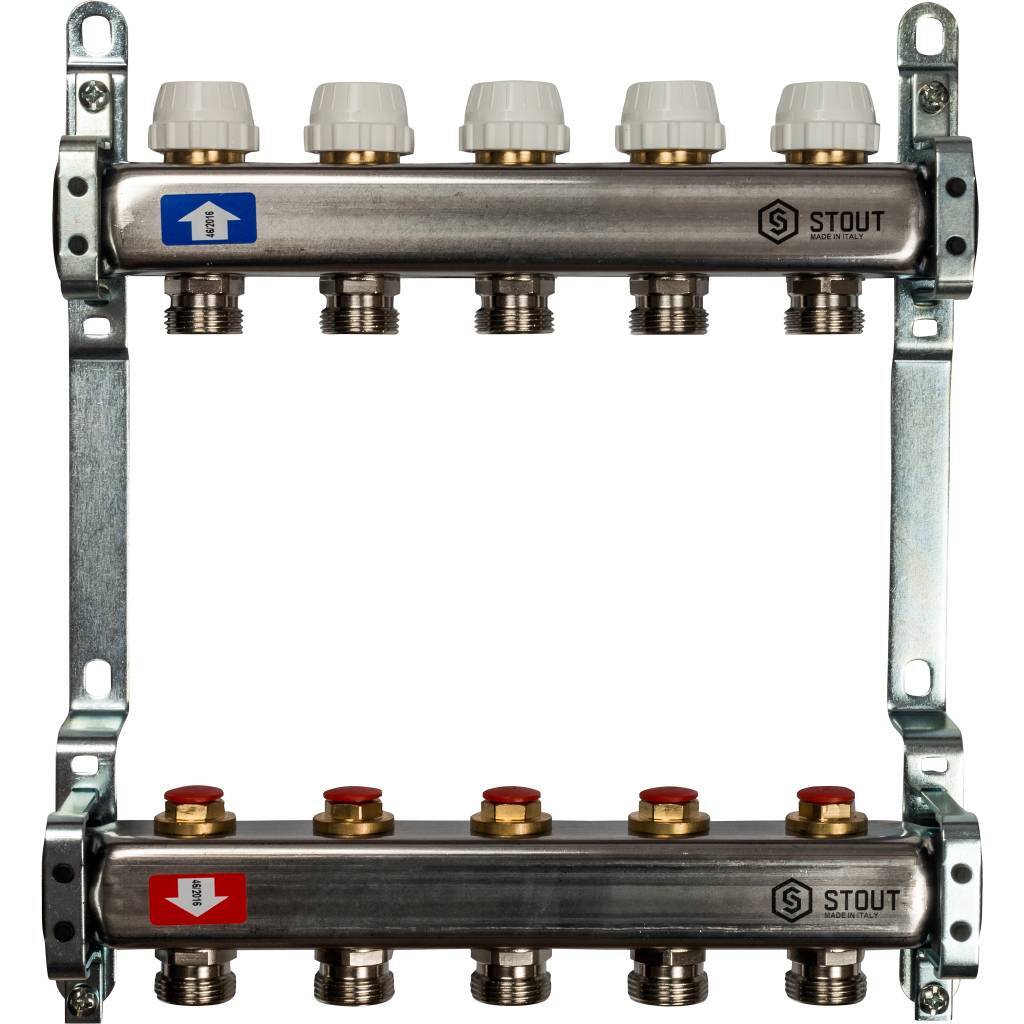 Коллектор из нержавеющей стали STOUT SMS 0922 000005 без расходомеров на 5 выходов