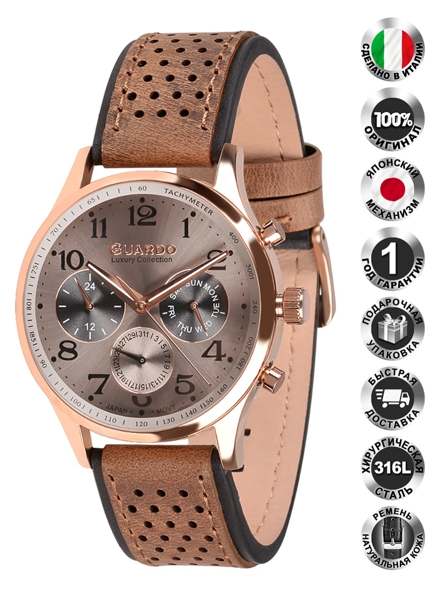 Итальянские бренды часов. Guardo s1605.8 коричневый. Guardo s1605.8 синий