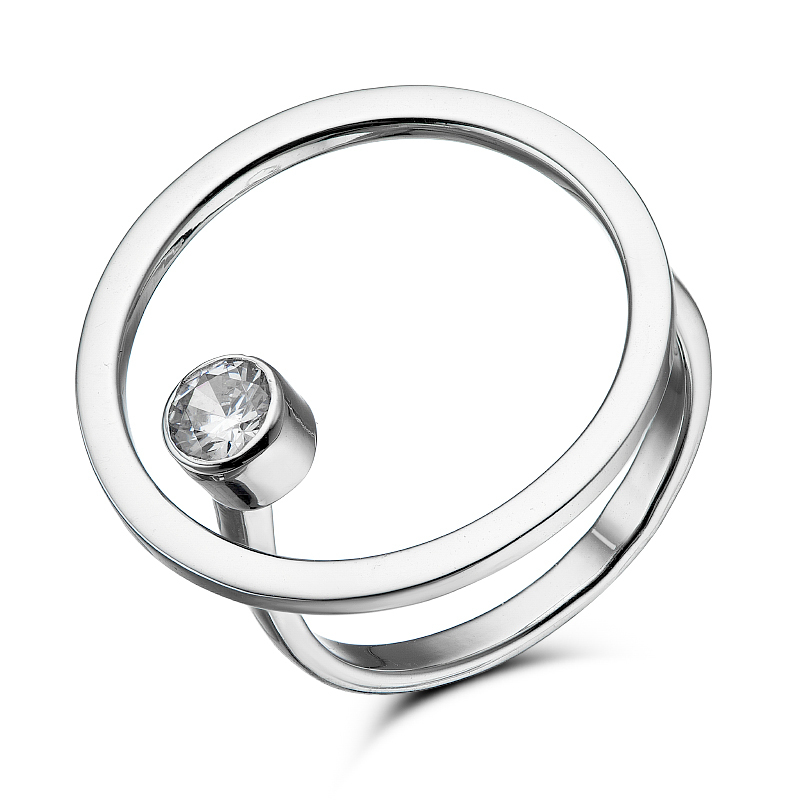 Кольцо сфера серебро