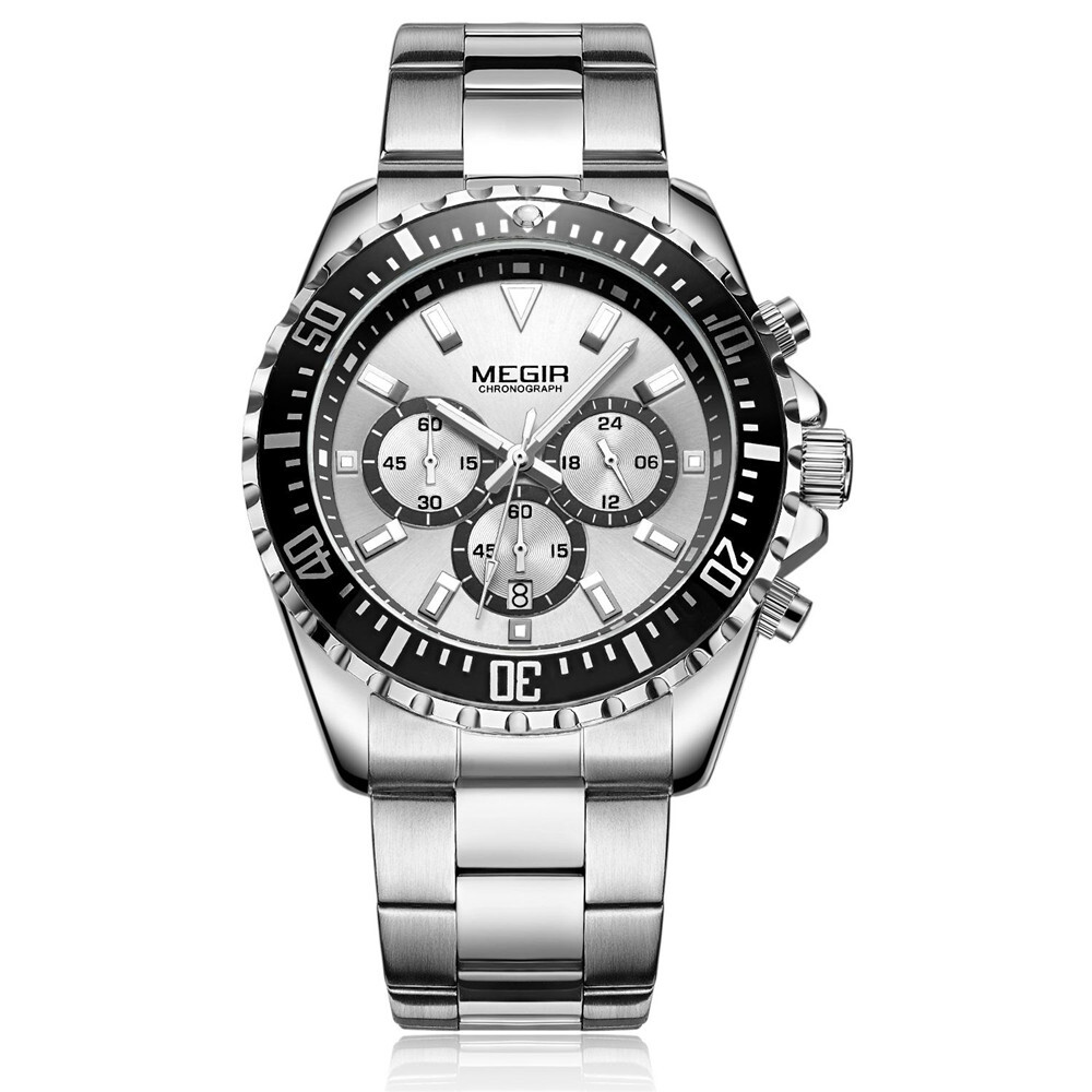 MEGIR Silver Black s2018 хронограф
