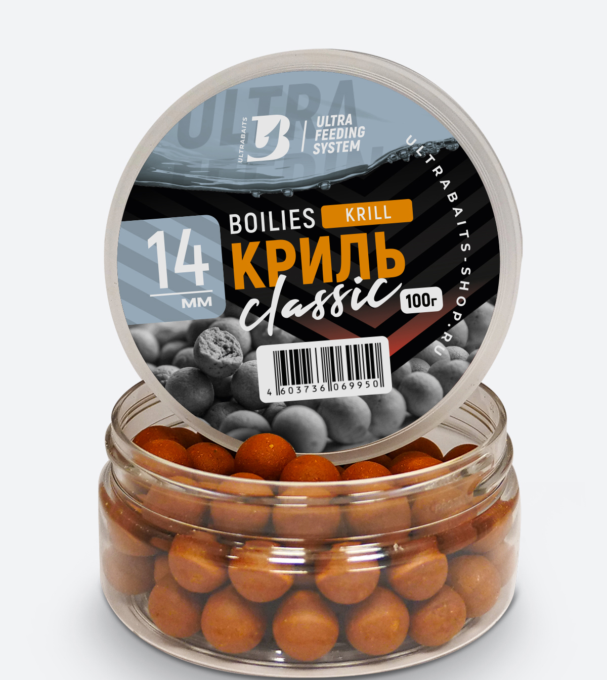 Бойлы насадочные ULTRABAITS "CLASSIC" (КРИЛЬ) 14мм, 100 гр.