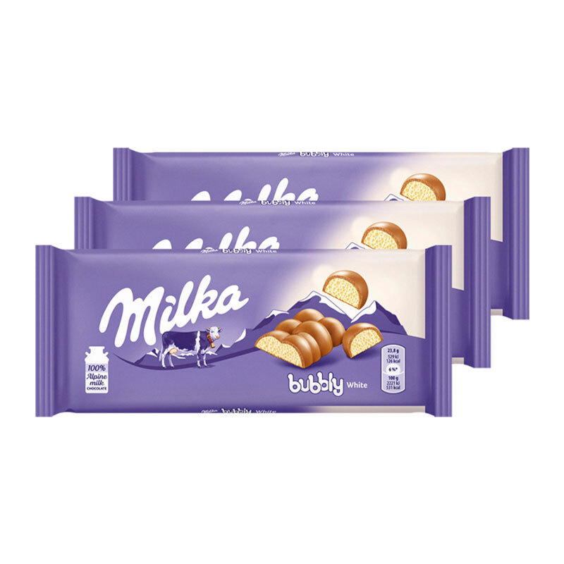 Шоколад Milka bubbly White молочный с пористым белым