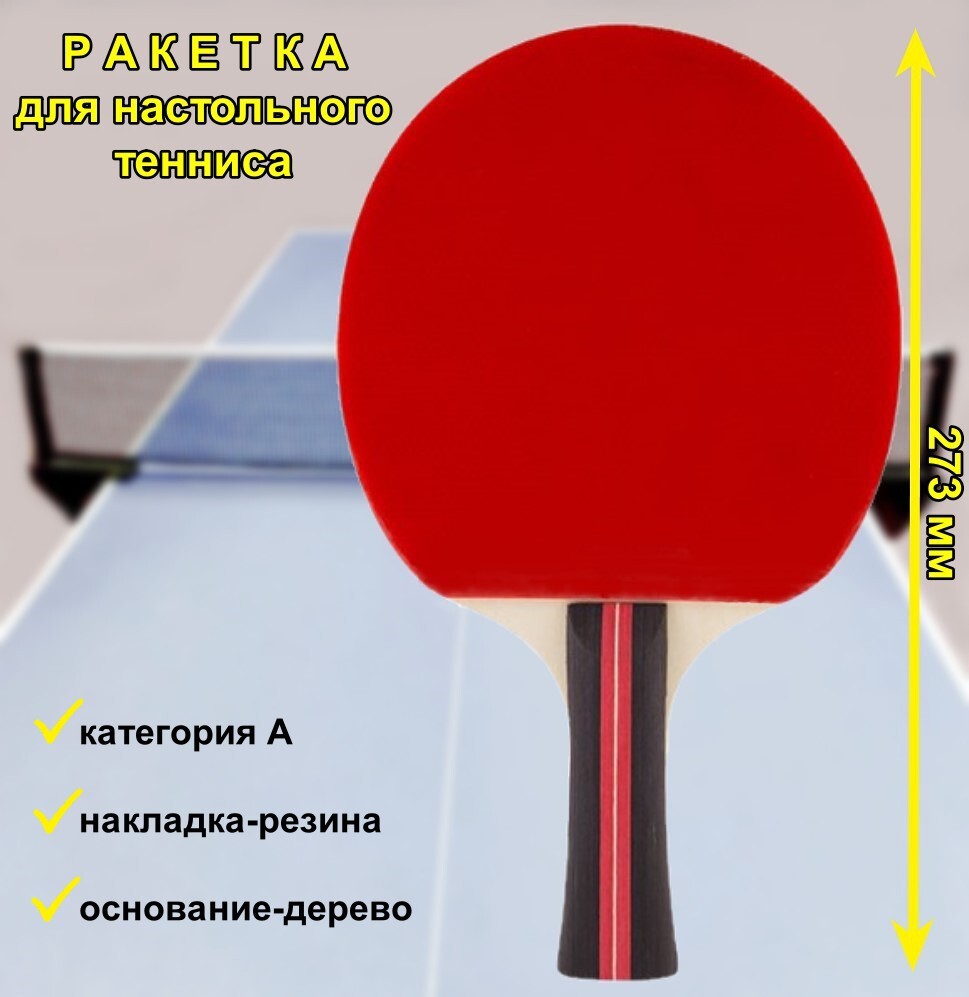 Ракетка для игры в пинг-понг Победитъ Racket PPR-A, красная, 1 шт. - купить  с доставкой по выгодным ценам в интернет-магазине OZON (473708757)