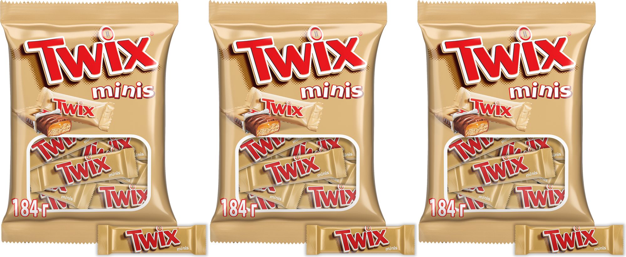 Батончик Twix Minis шоколадный, комплект: 3 упаковки по 184 г - купить с  доставкой по выгодным ценам в интернет-магазине OZON (698694649)