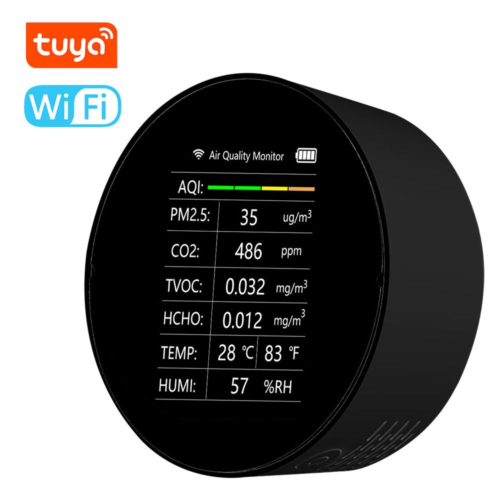 Tuya WiFi Многофункциональный детектор качества воздуха 7 в 1 PM2.5