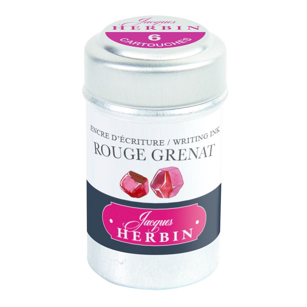 Картриджи для перьевой ручки Herbin, Rouge grenat Красный гранат, 6 шт, международный формат, короткие (international short)