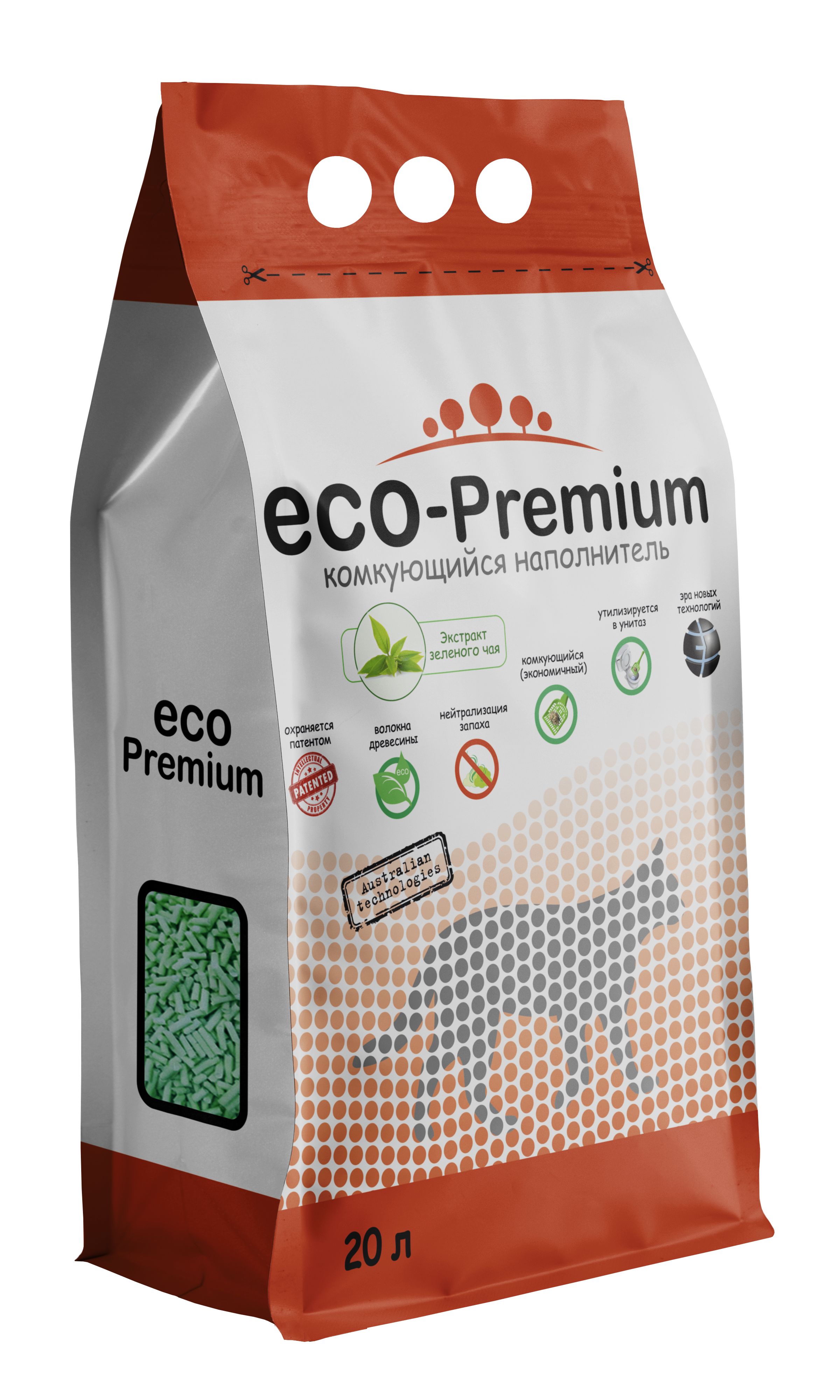 Наполнитель для кошачьего туалета древесный комкующийся eco premium