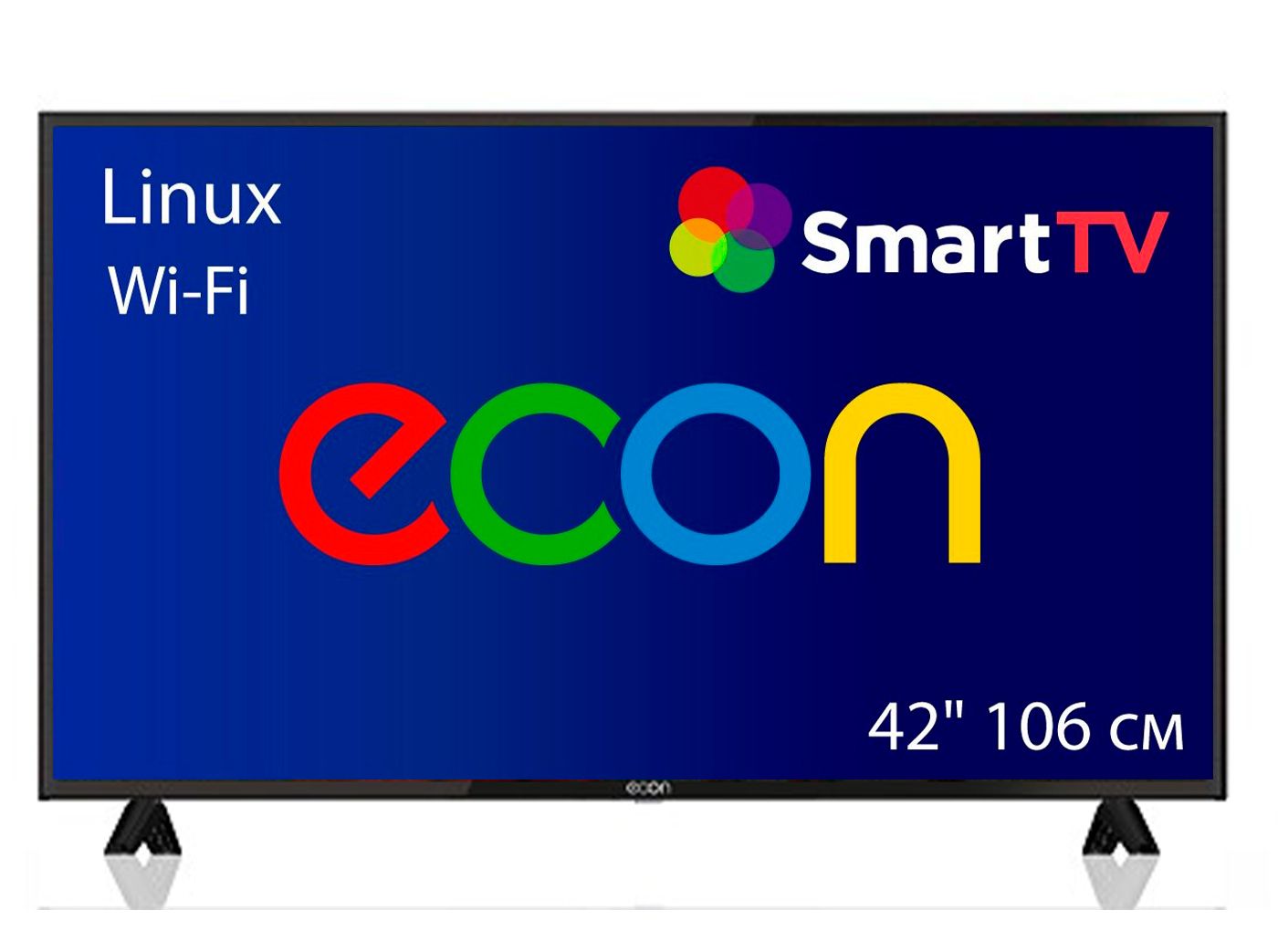 ТелевизорECONEX-43FS005BоблачныйSMARTTVсWi-Fi,Linux,LED42"(106см),1920х1080FHD,DVB-T2/DVB-C,USBмедиаплеер,платформаNetrange,встроенныеприложенияивиджеты42"FullHD,черный