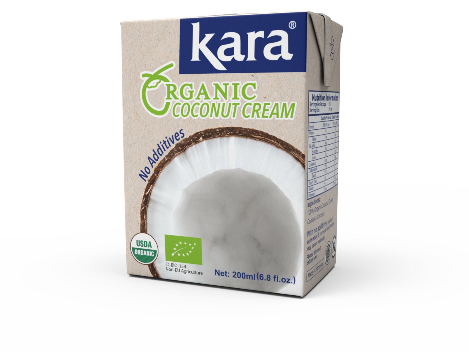 Кокосовые сливки органические Кara Organic растительные, безлактозные, жирность 24%, 200 мл