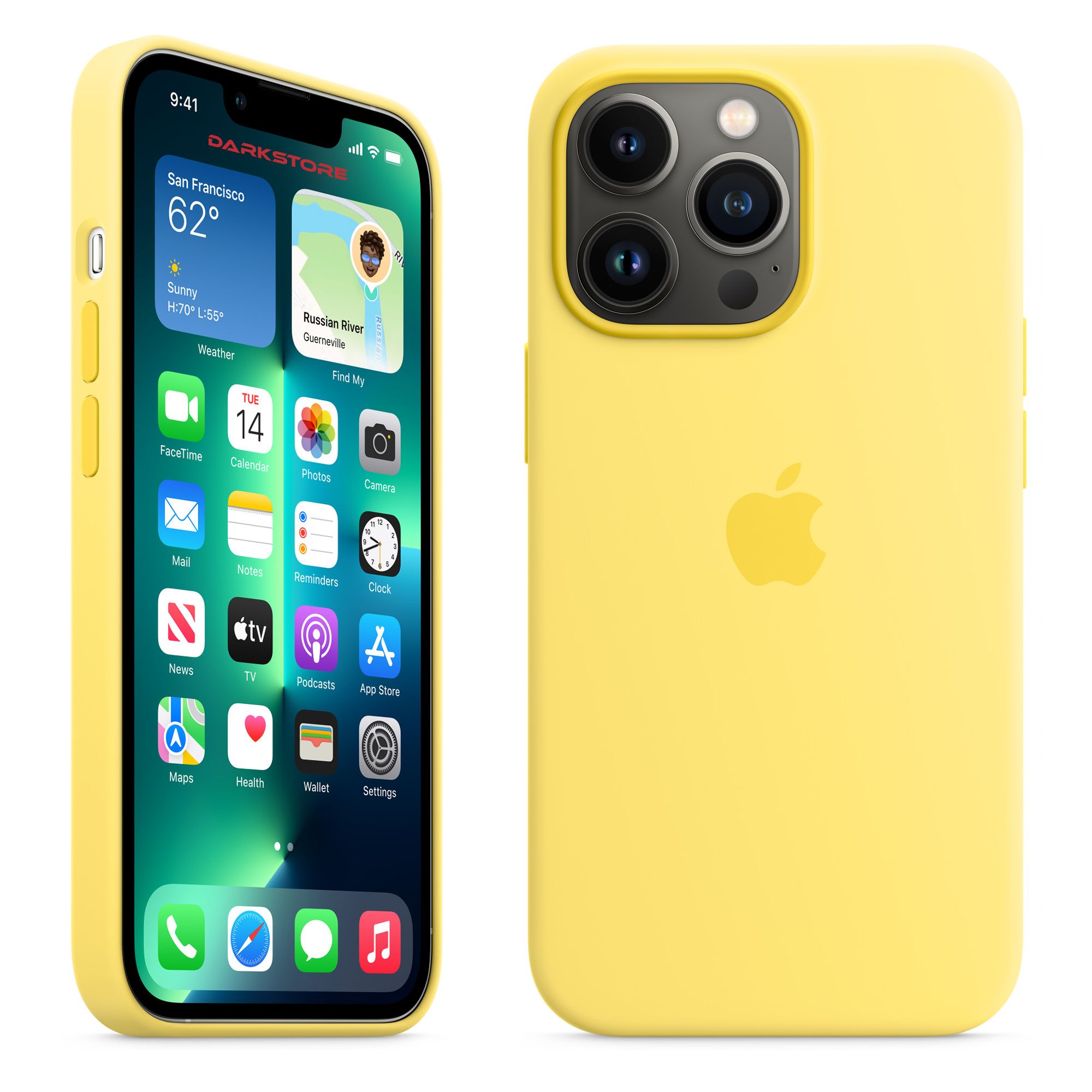 Силиконовый чехол Apple с Soft-touch покрытием на iPhone 13 Pro / Apple  Silicone Case с бархатным покрытием внутри, Желтый (Lemon Zest)