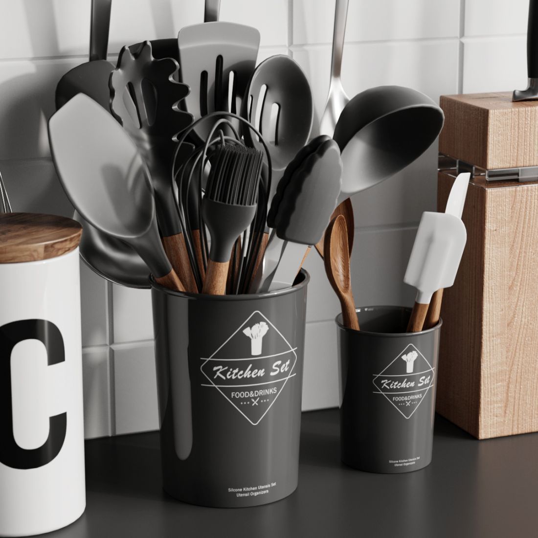 Silicon Kitchen Utensils Set чёрный