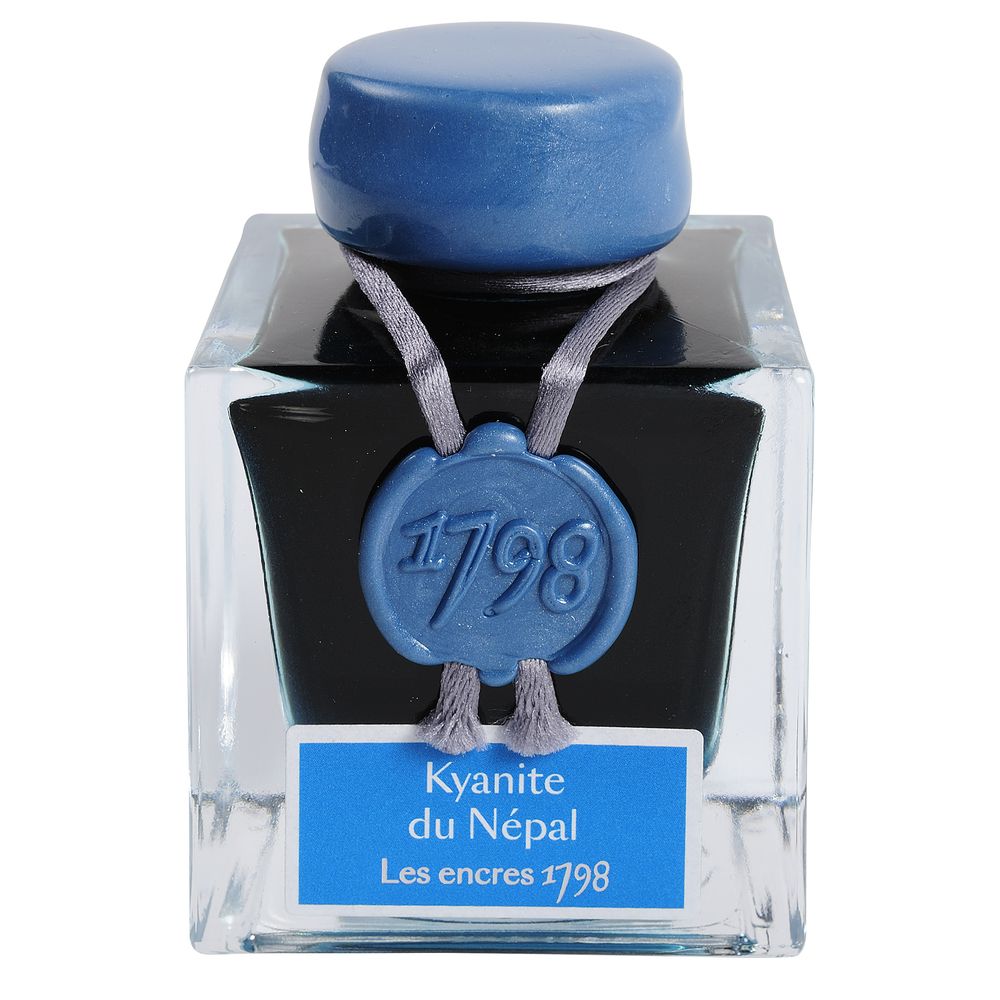 Чернила в банке Herbin Prestige 1798, 50 мл, Kyanite du Nepal Голубой с серебряными блестками