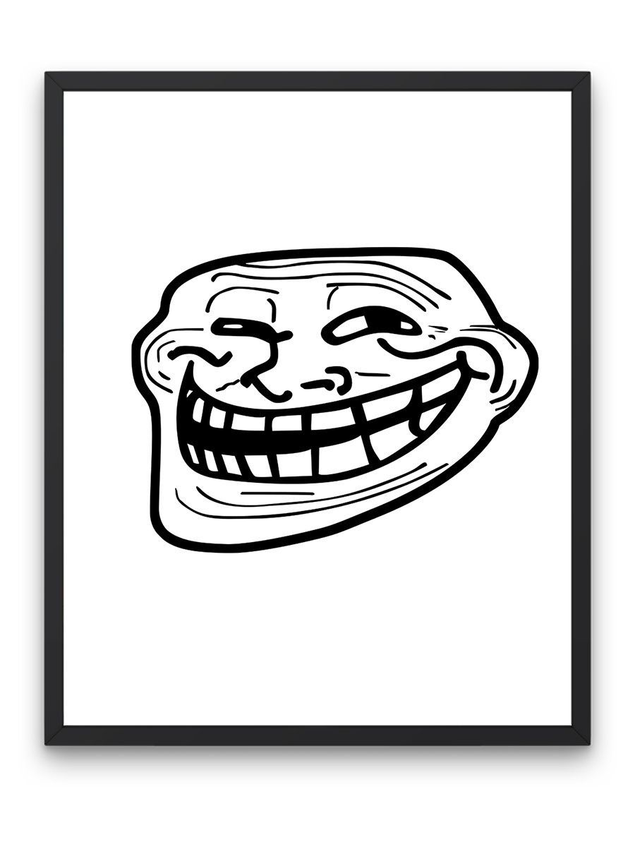 Плакат - Мем с Trollface (троллфейс, тролль) ч/б