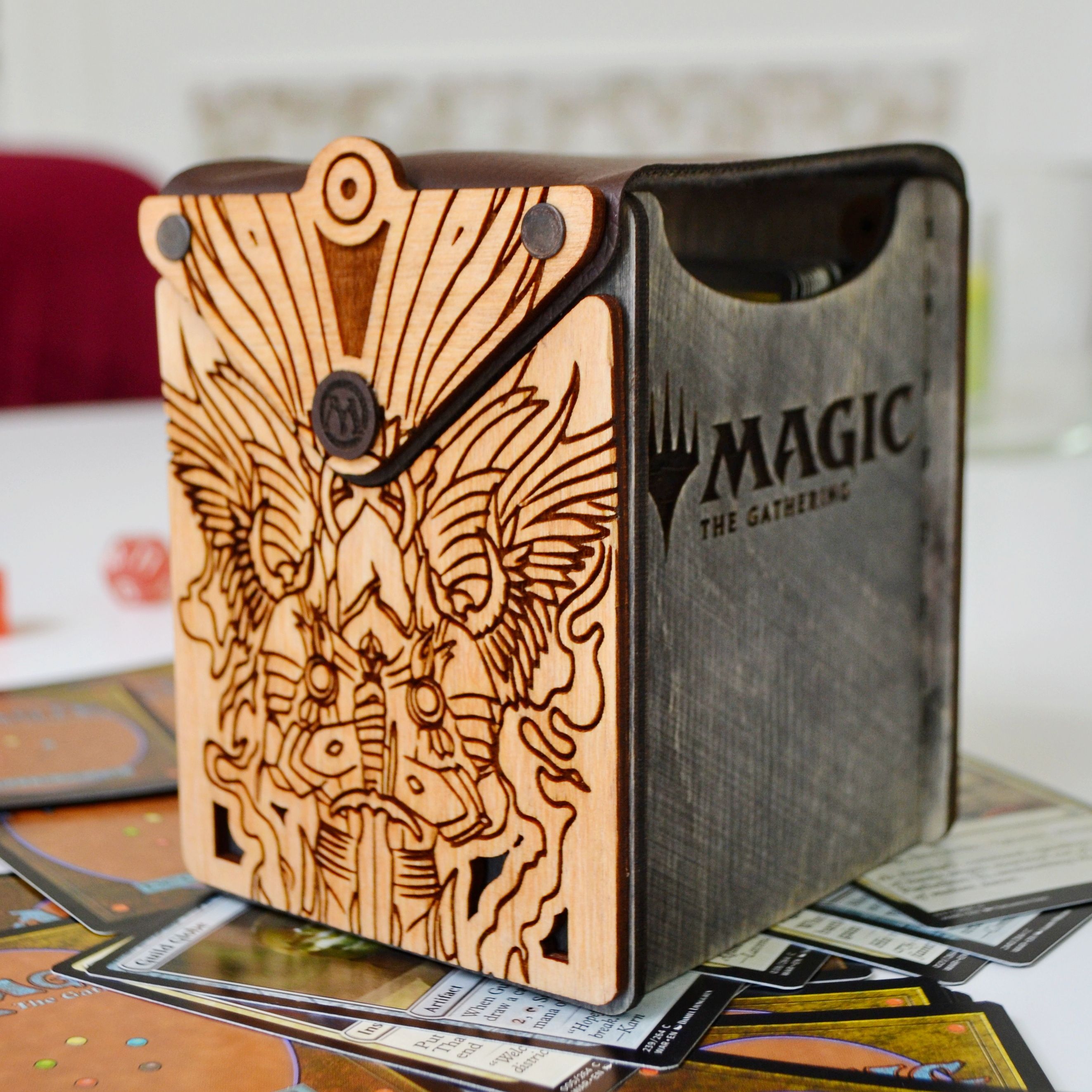 Deckbox MTG "Архангел" XL (на 120+ карт), коробочка для карт МТГ из дерева, magic the gathering