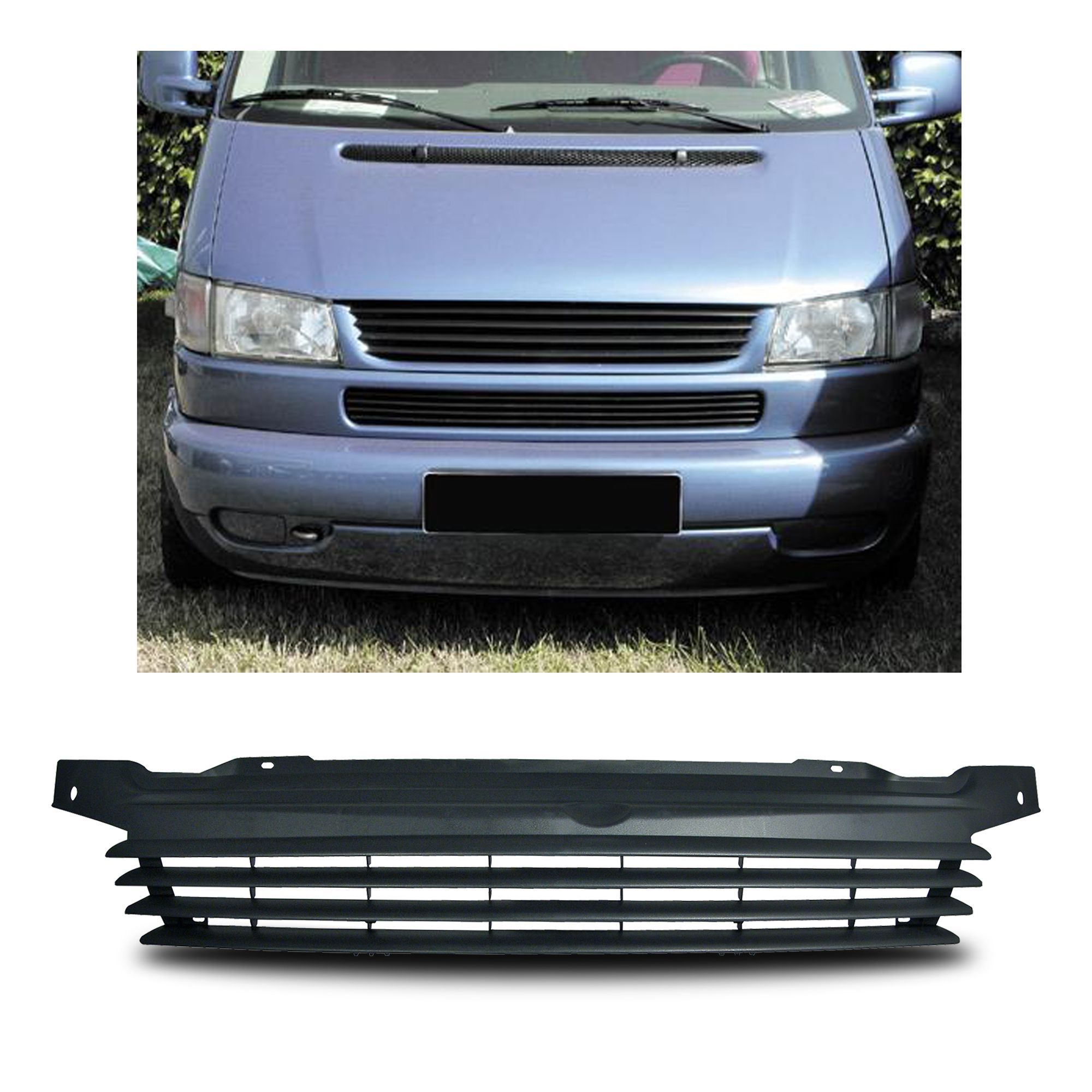 Решетка радиатора VW Transporter T4, Caravelle T4, Multivan T4 рестайлинг  1996-2003 тюнинг черная без значка - LOWSTUFF арт. lsf7D0853653OE - купить  по выгодной цене в интернет-магазине OZON (650289869)