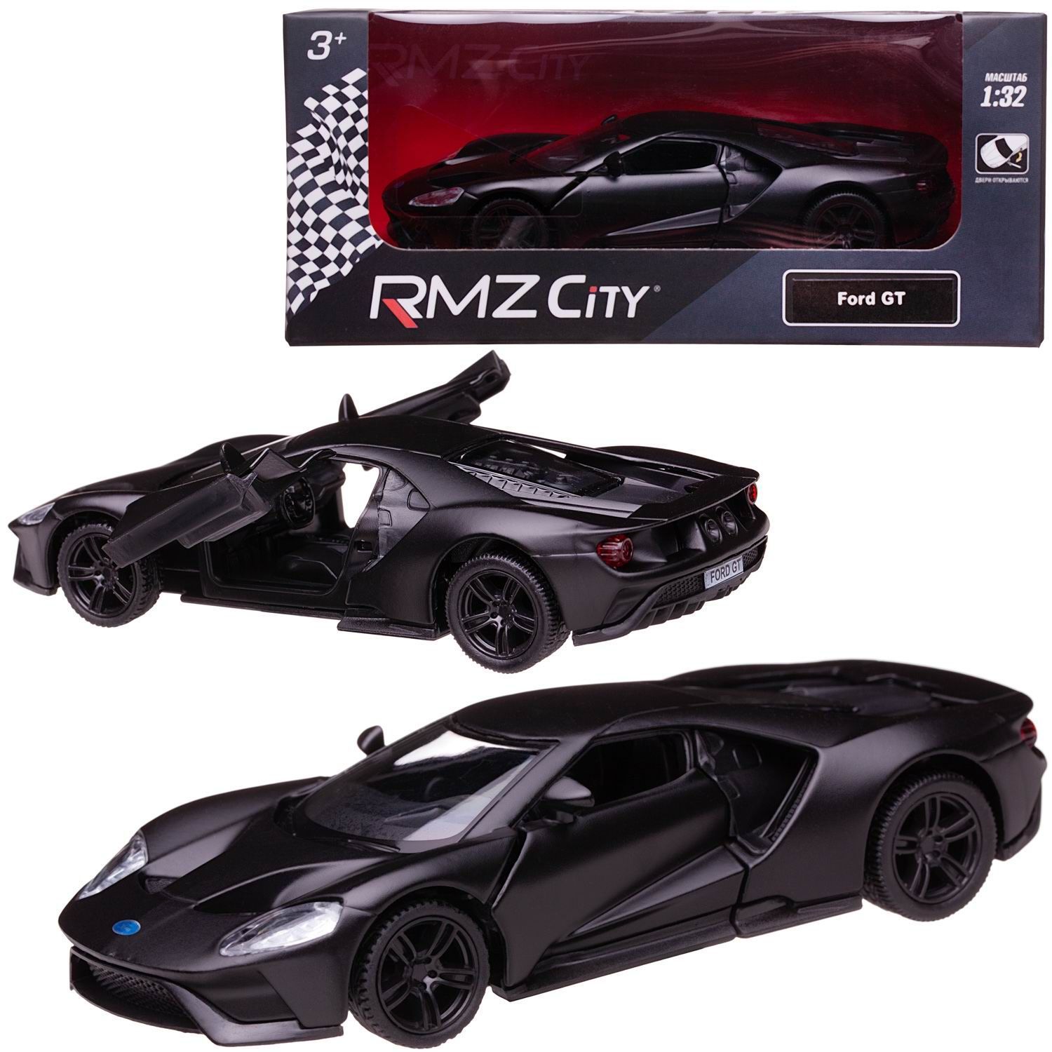 Машина металлическая RMZ City 1:32 Ford GT 2019, черный матовый цвет, двери  открываются - купить с доставкой по выгодным ценам в интернет-магазине OZON  (859874274)