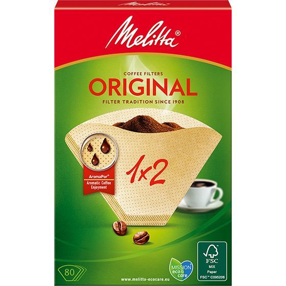 Фильтры для кофеварок Melitta ORIGINAL неотбеленные №2, 80 штук