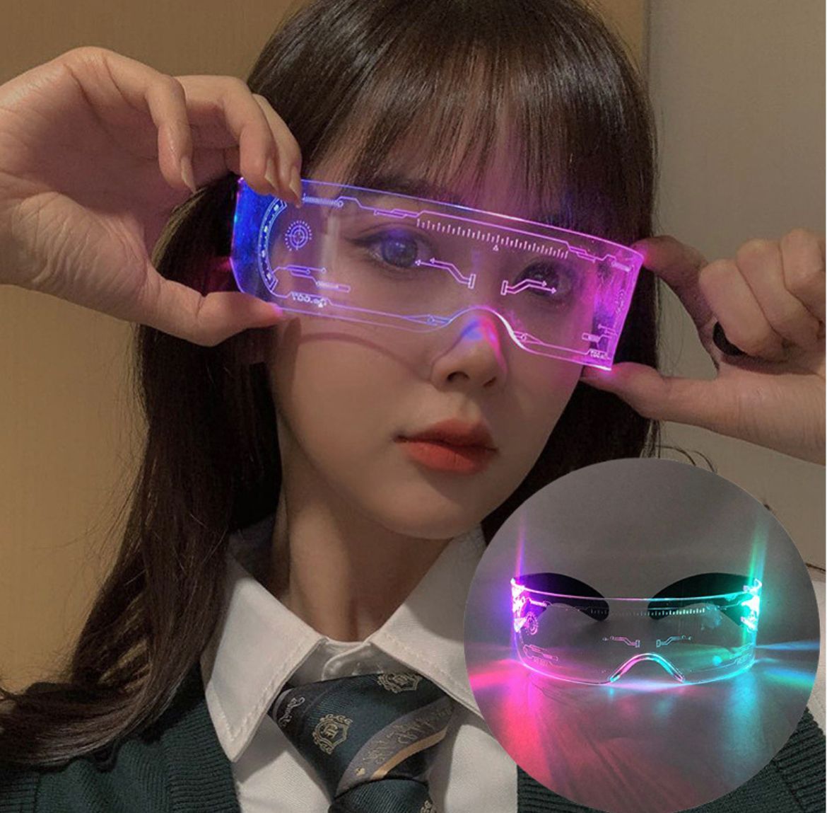 очки cyberpunk светящиеся led светодиодные фото 103