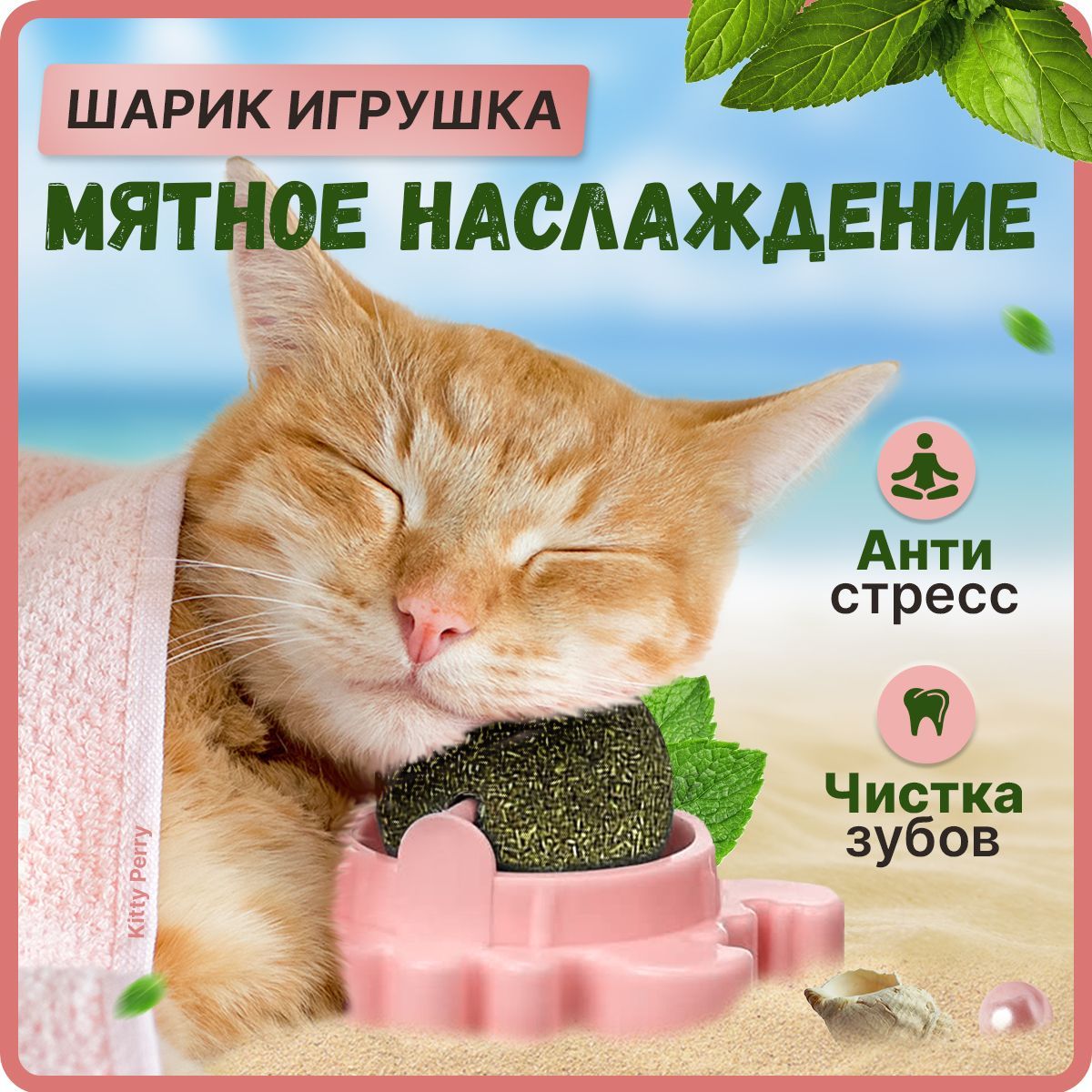 Игрушка для кошек: кошачья мята шарик, лакомство кошачий леденец на  липучке, дразнилка для котов, для котят