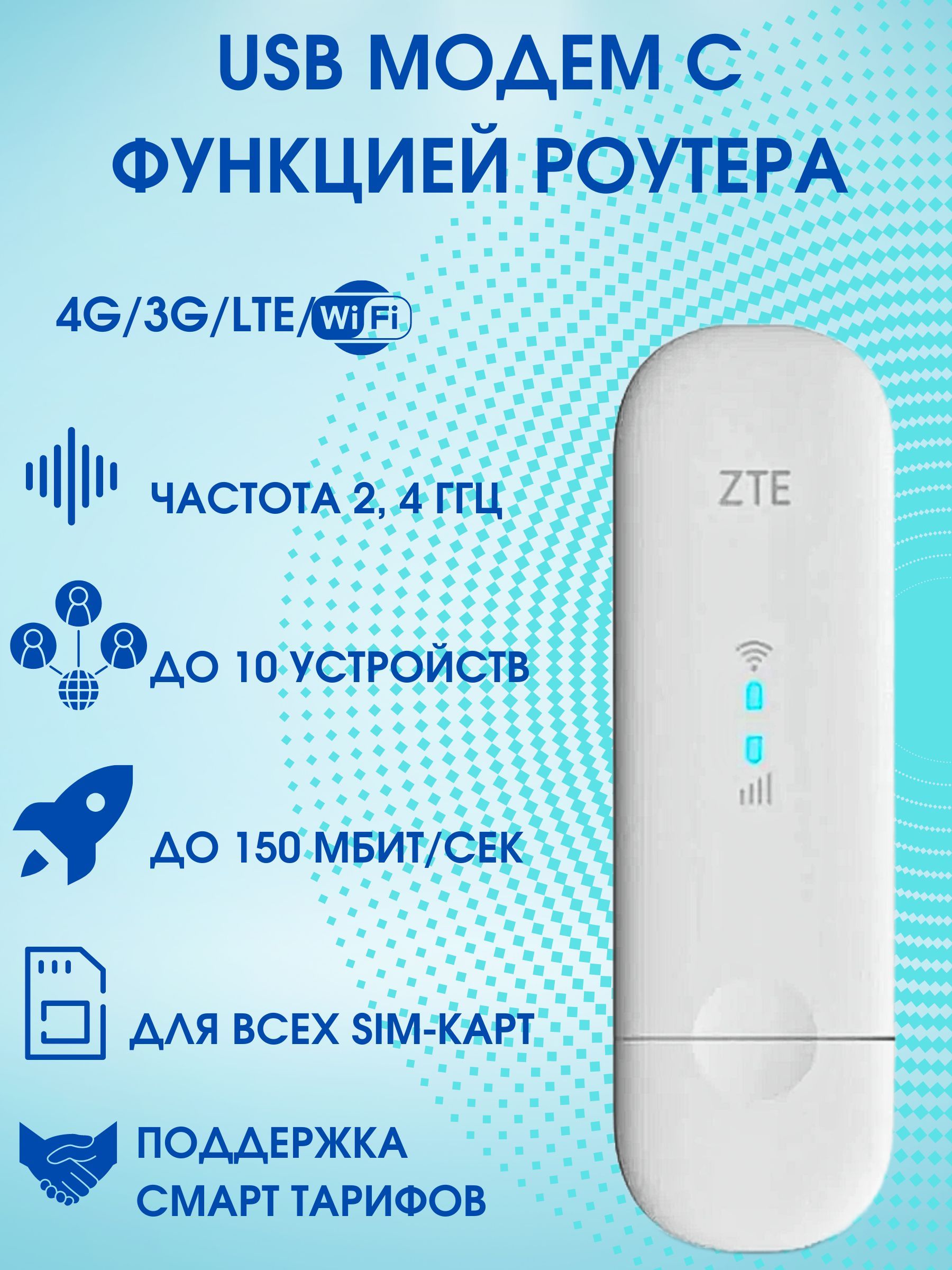 Беспроводной модем ZTE MF79U - купить по низкой цене в интернет-магазине  OZON (506181204)