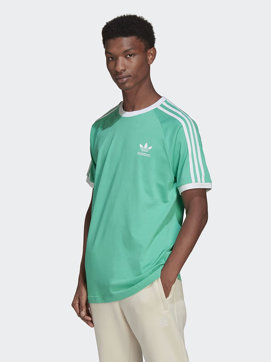 Adidas 3 stripe store tee green