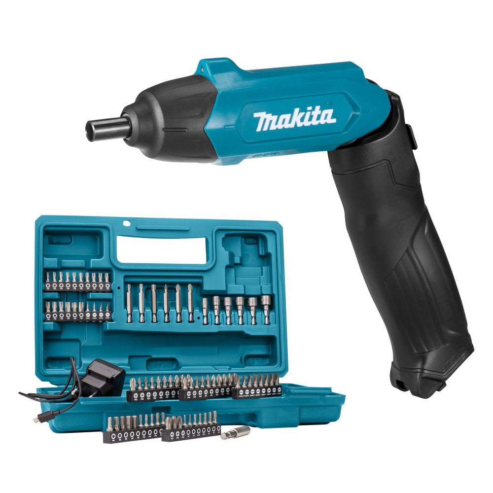 Аккумуляторная отвертка Makita DF001DW, с комплектом аксессуаров, в кейсе