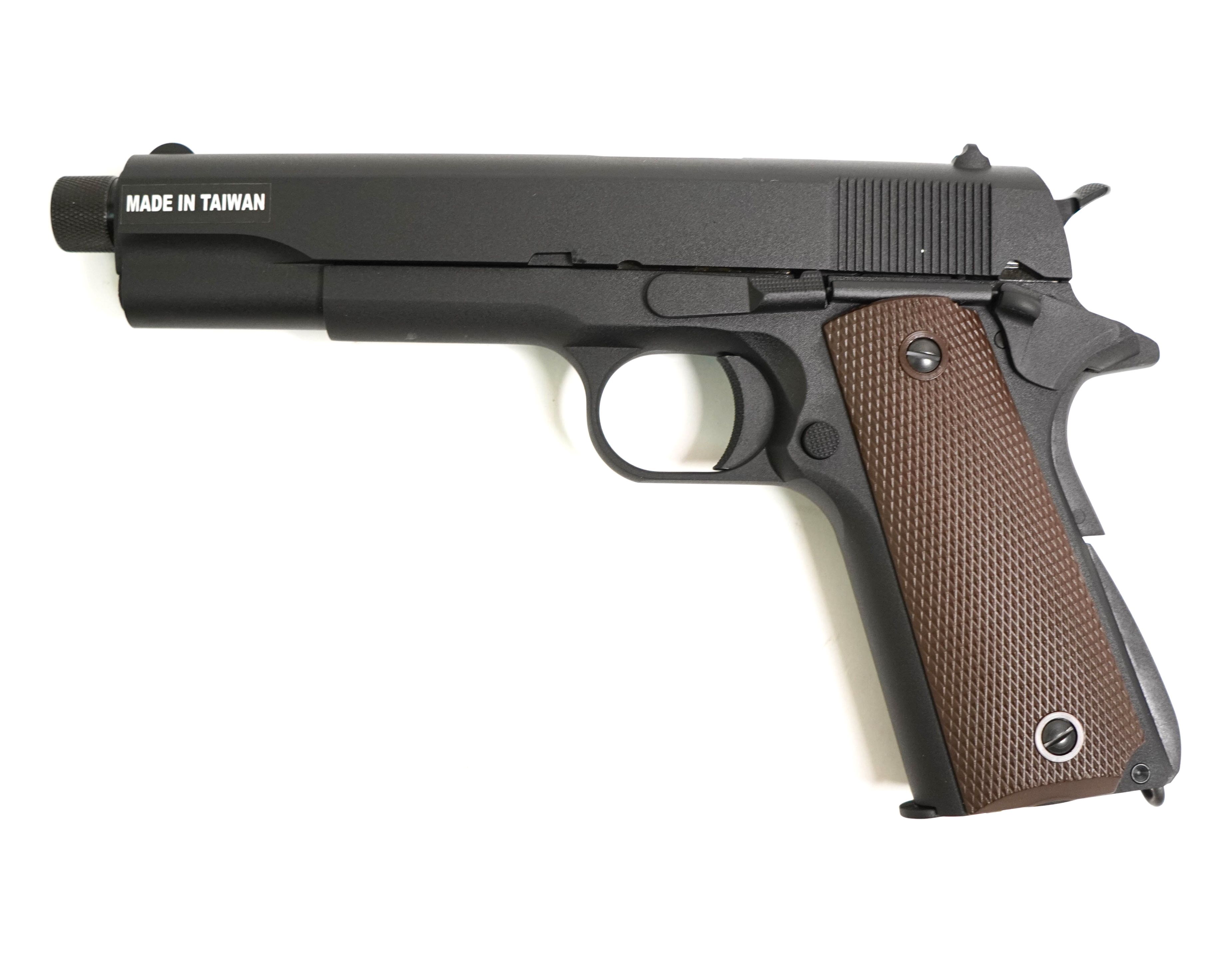 Страйкбольный пистолет KJW Colt M1911A1 TBC Gas GBB, удлин. ствол