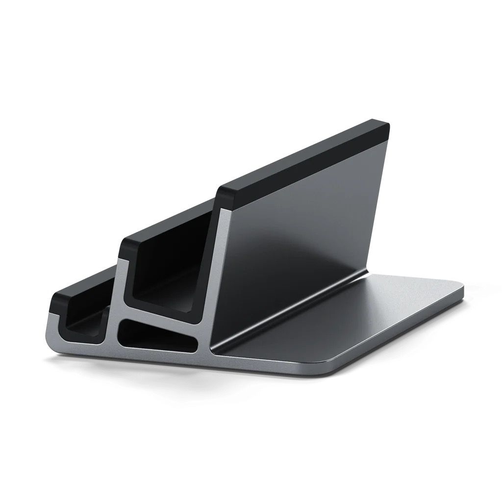 Двойная вертикальная алюминиевая подставка Satechi Dual Vertical Laptop Stand для ноутбука и планшета (Серый космос / Space Gray)