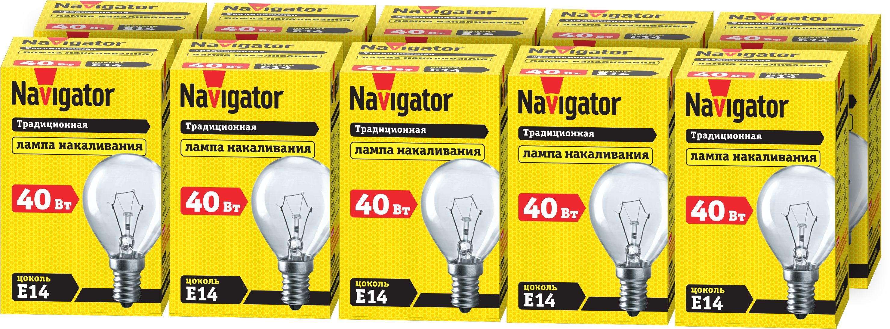 ЛампанакаливанияNavigator94314NI-C,40Вт,шар,цокольЕ14,прозрачная,упаковка10шт.