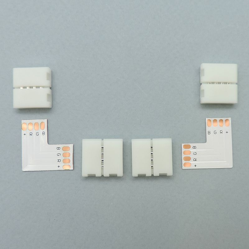 Коннектор L-образный с зажимами для многоцветной RGB четырехконтактной (4pin) светодиодной ленты 10мм (2 комплекта)