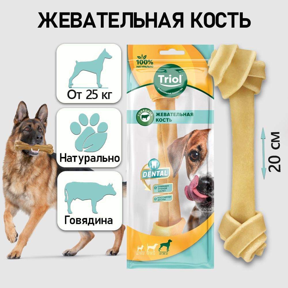 Кость жевательная DENTAL узловая, 20см, 85-90г (уп.1шт.) / лакомство для  собак Triol - купить с доставкой по выгодным ценам в интернет-магазине OZON  (292449363)