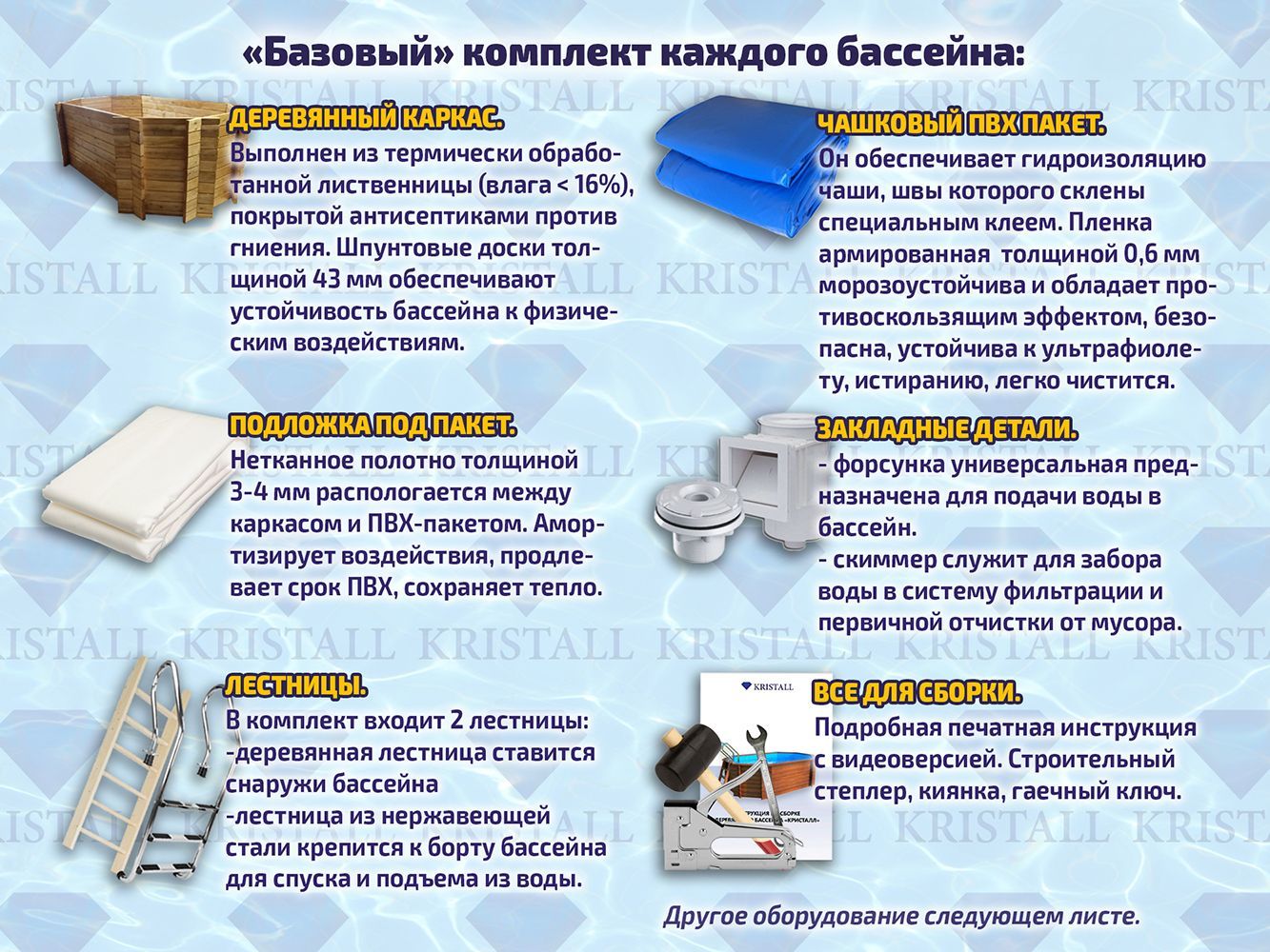 Деревянный каркасный бассейн Кристалл, 