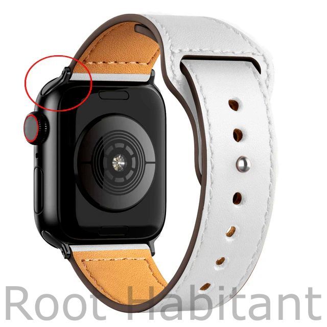 КожаныйремешокдляAppleWatch3456789SEUltra,вкорпусах42,44,45,49.Белый/WhiteBF(ЧернаяФурнитура)