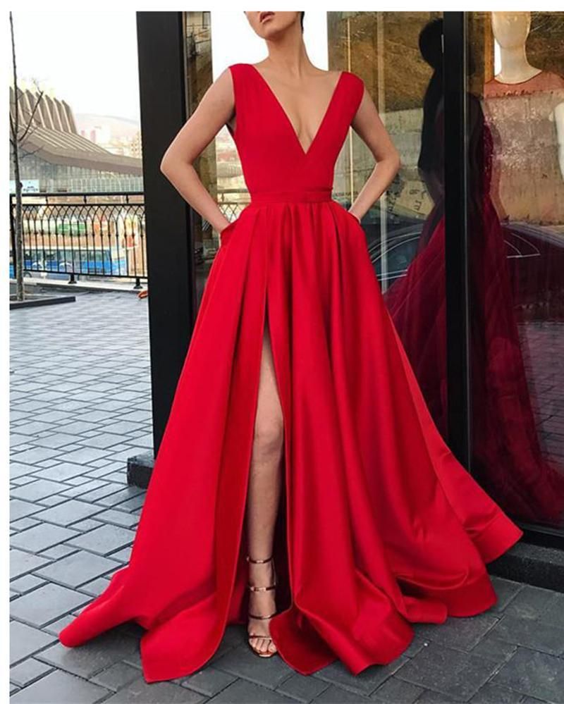 Платье красное вечернее длинное