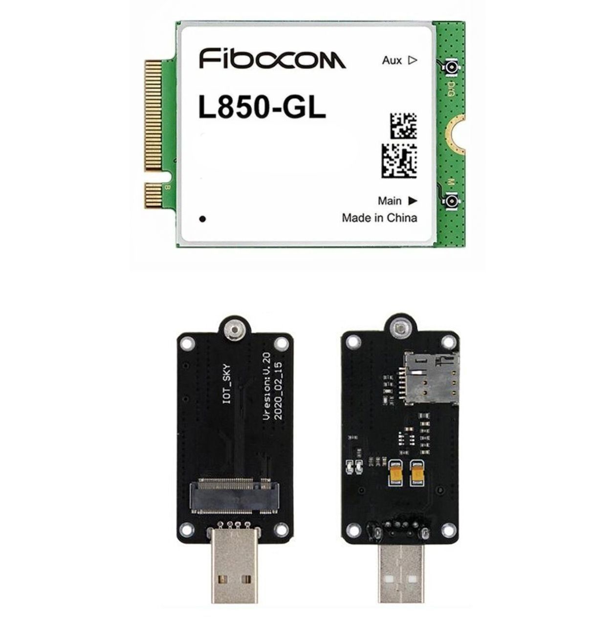 КомплектМодемM.2FibocomL850-GLcat.9+АдаптерUSB2.0дляNGFFM.2модемов