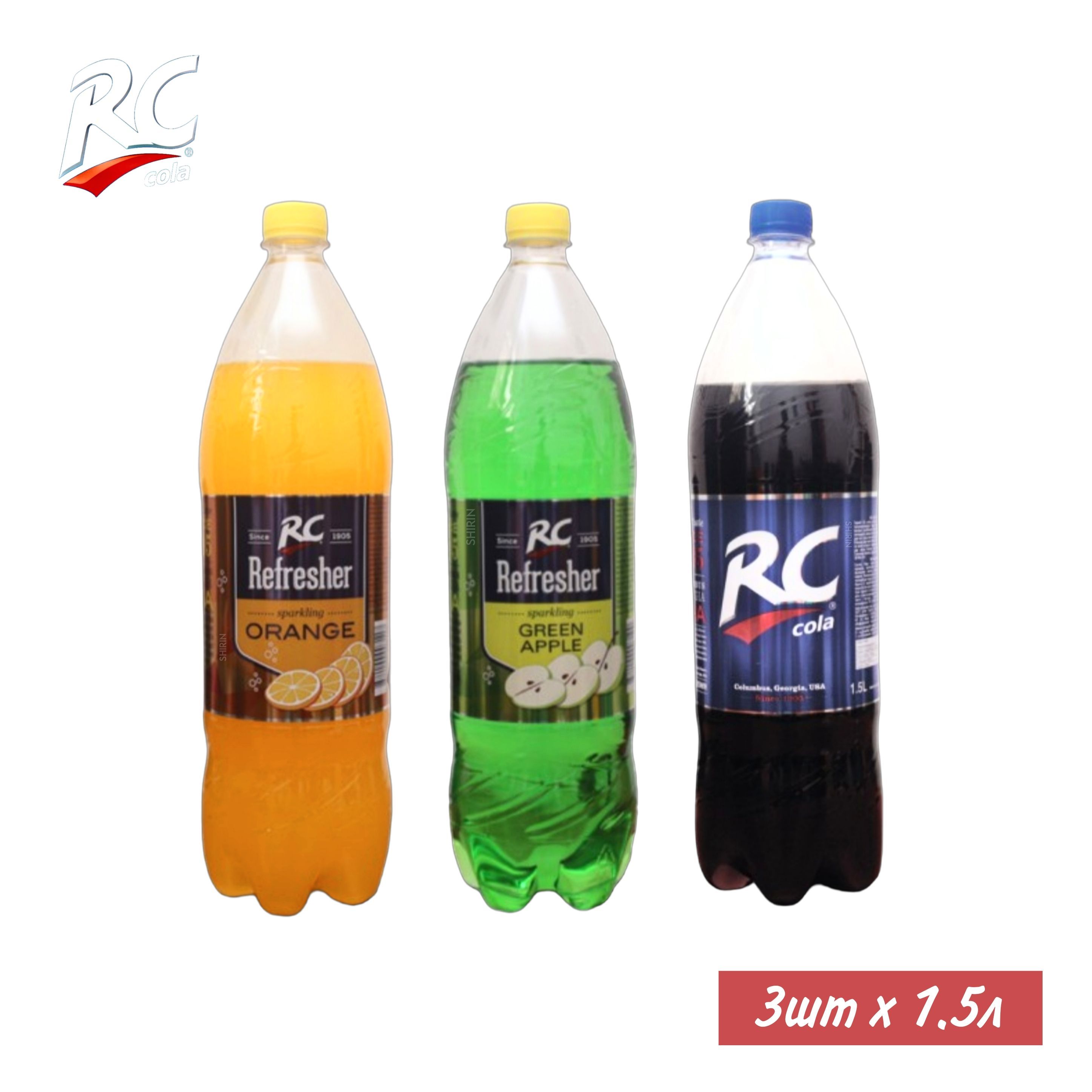 Напиток RС Cola 3х1,5л / Кола, Яблоко, Апельсин / Rayal Crown