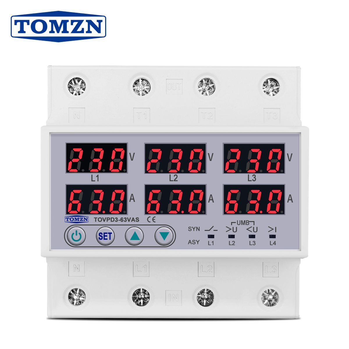 Реле контроля напряжения tomzn tovpd3 63va