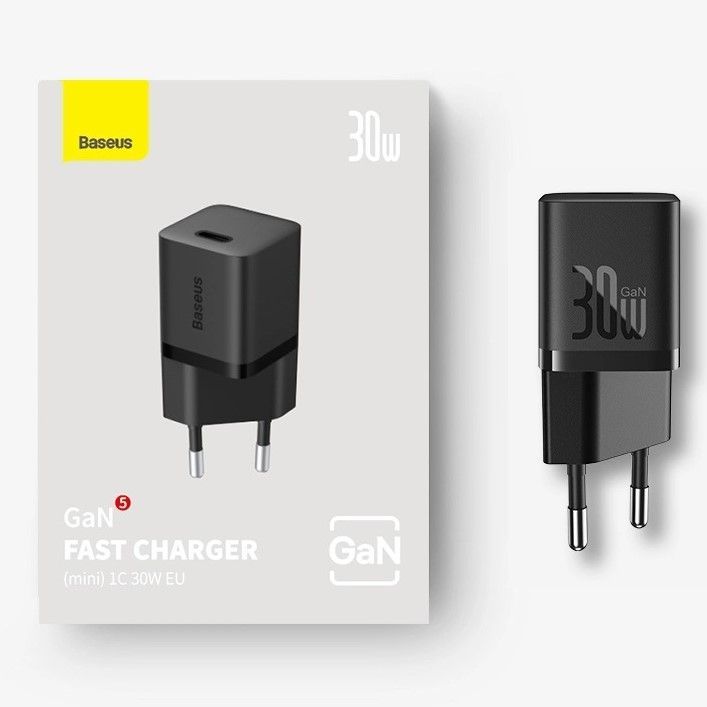 СетевоезарядноеустройствоBaseusGaN5FastChargerMini1C30WEU(CCGN070401),черный