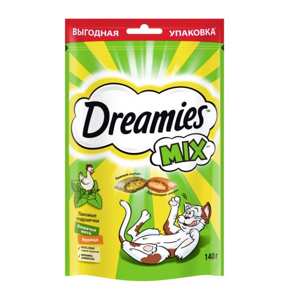 Dreamiesлакомыеподушечкискурицейикошачьеймятой,140г