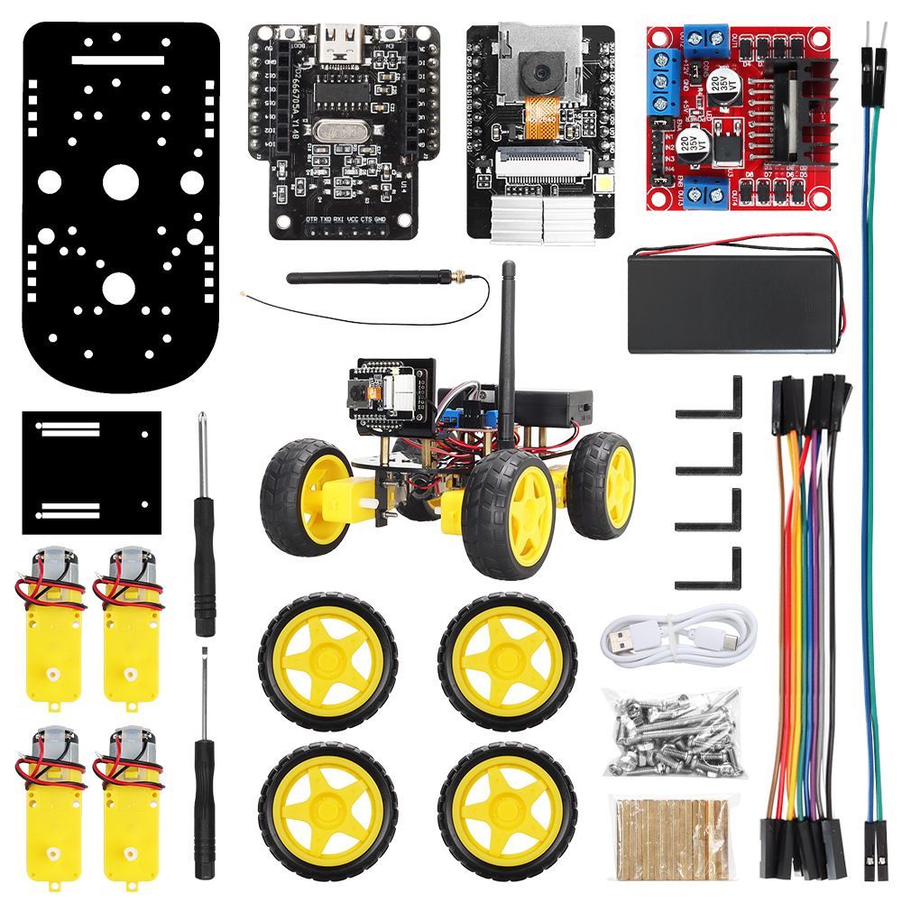 Arduino Набор для сборки 4WD робота - машинки с WIFI на контроллере ESP32 с  камерой и дистанционным управлением (У) - купить с доставкой по выгодным  ценам в интернет-магазине OZON (893988618)