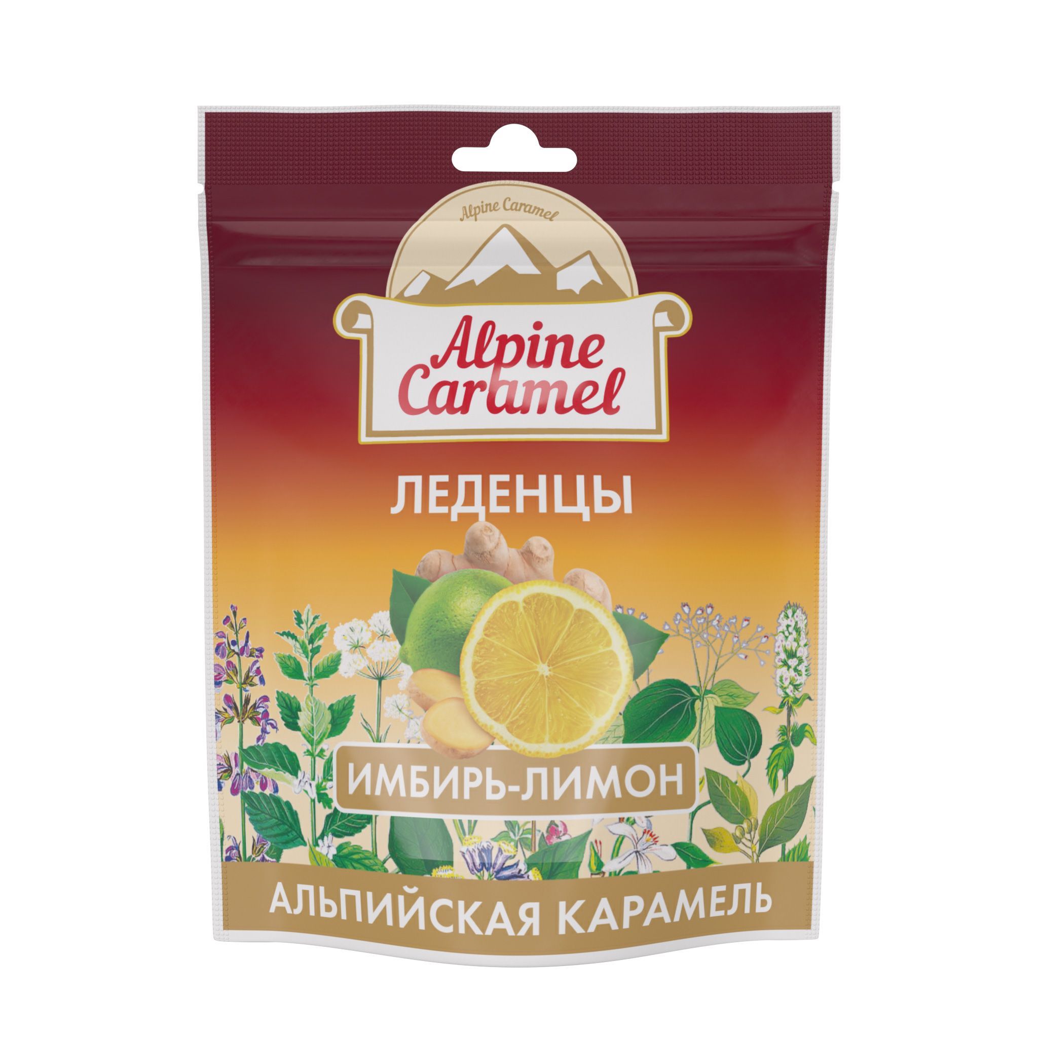 Alpine Caramel Альпийская Карамель Леденцы Имбирь-Лимон 75 г